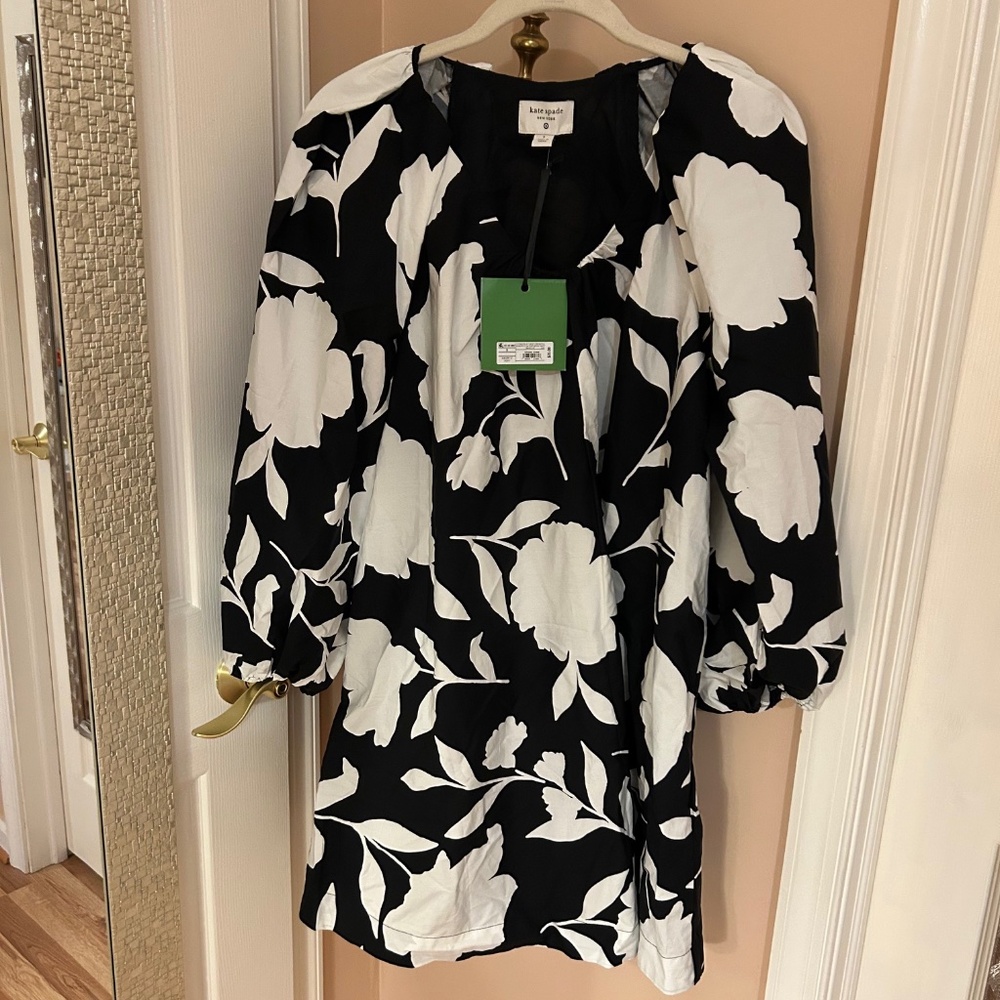 NWT Kate Spade New York for Target Black Classic Rose Poplin Mini Dress